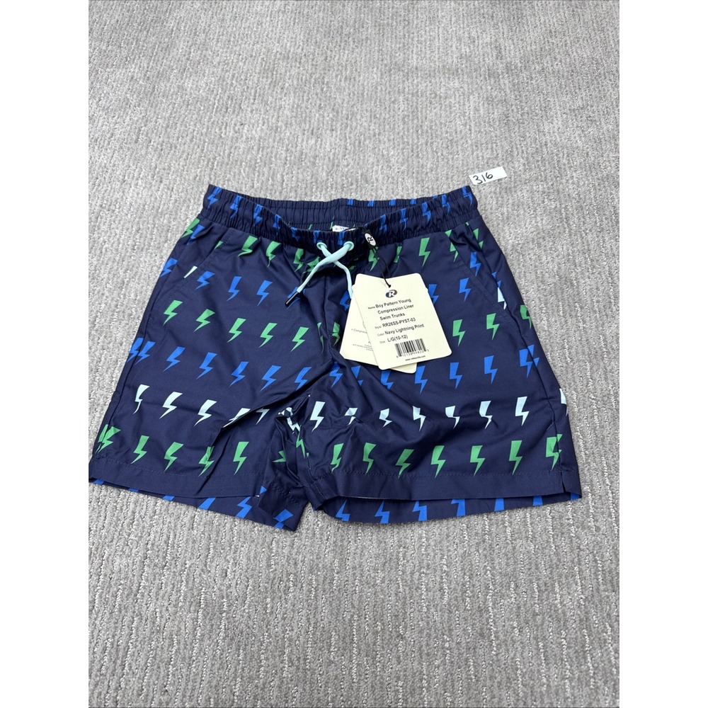 Rokka & Rolla Youth Large Swim Trunks Color Navy Lightning #316 - Picture 2 of 16